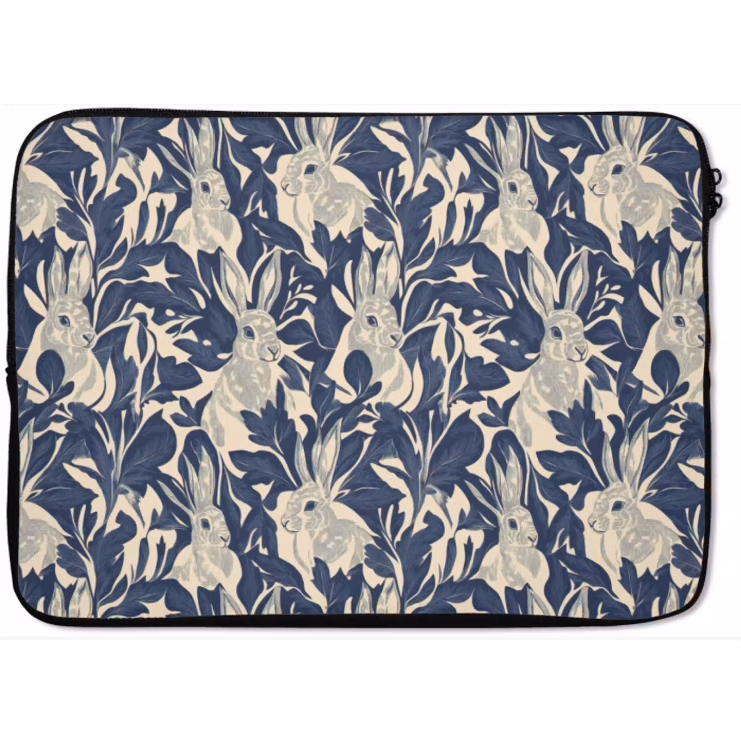 Hazen - Bladeren - Patroon - Blauw - Beige laptophoes neopreen klein 279 -zkaufland3dotto