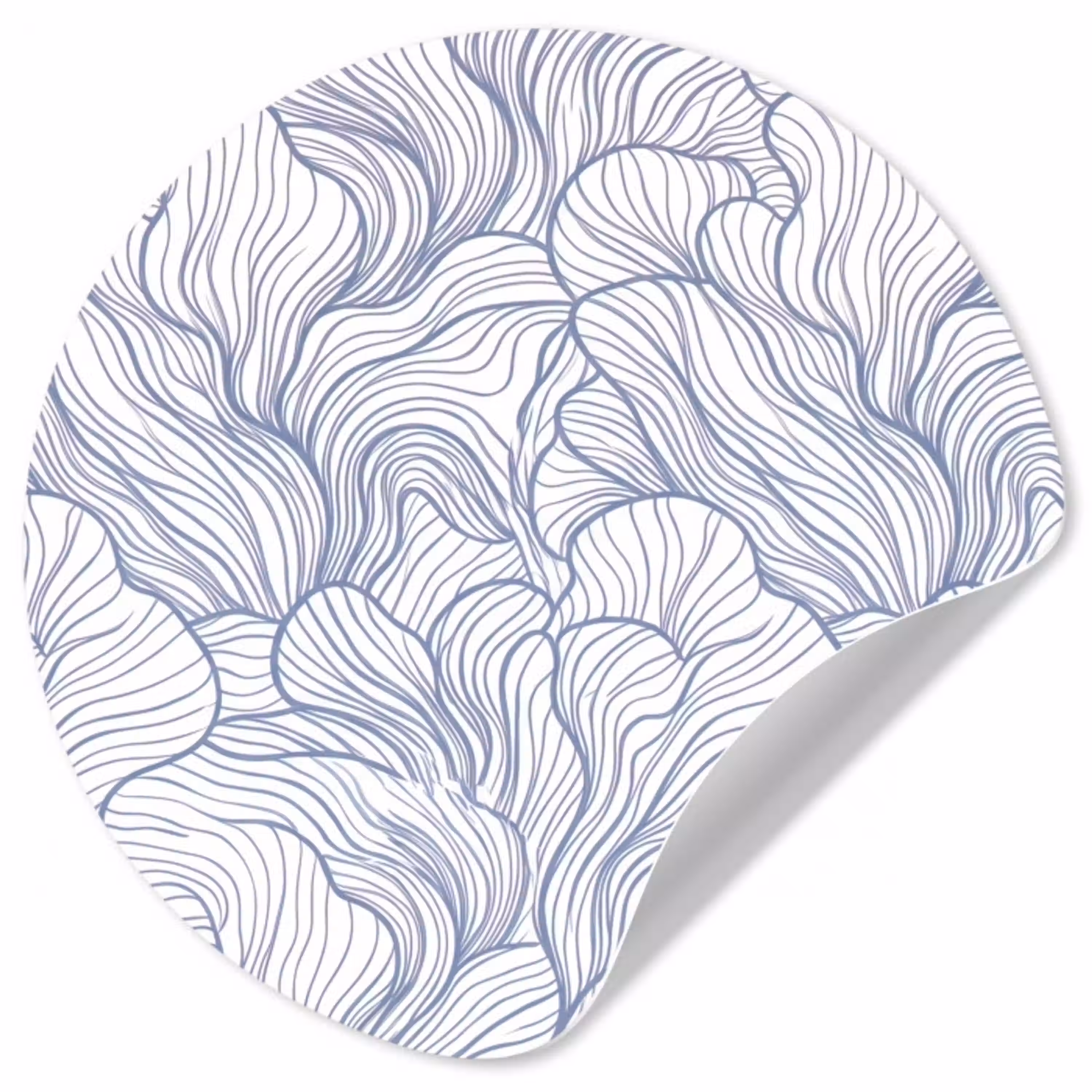 Patroon - Lijnen - Organisch - Abstract - Blauw Wandcirkel behangsticker klein -3d