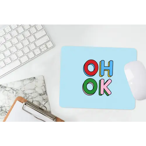 Oh ok - Blauw - Kleurrijk muismat rubber klein -witbureau