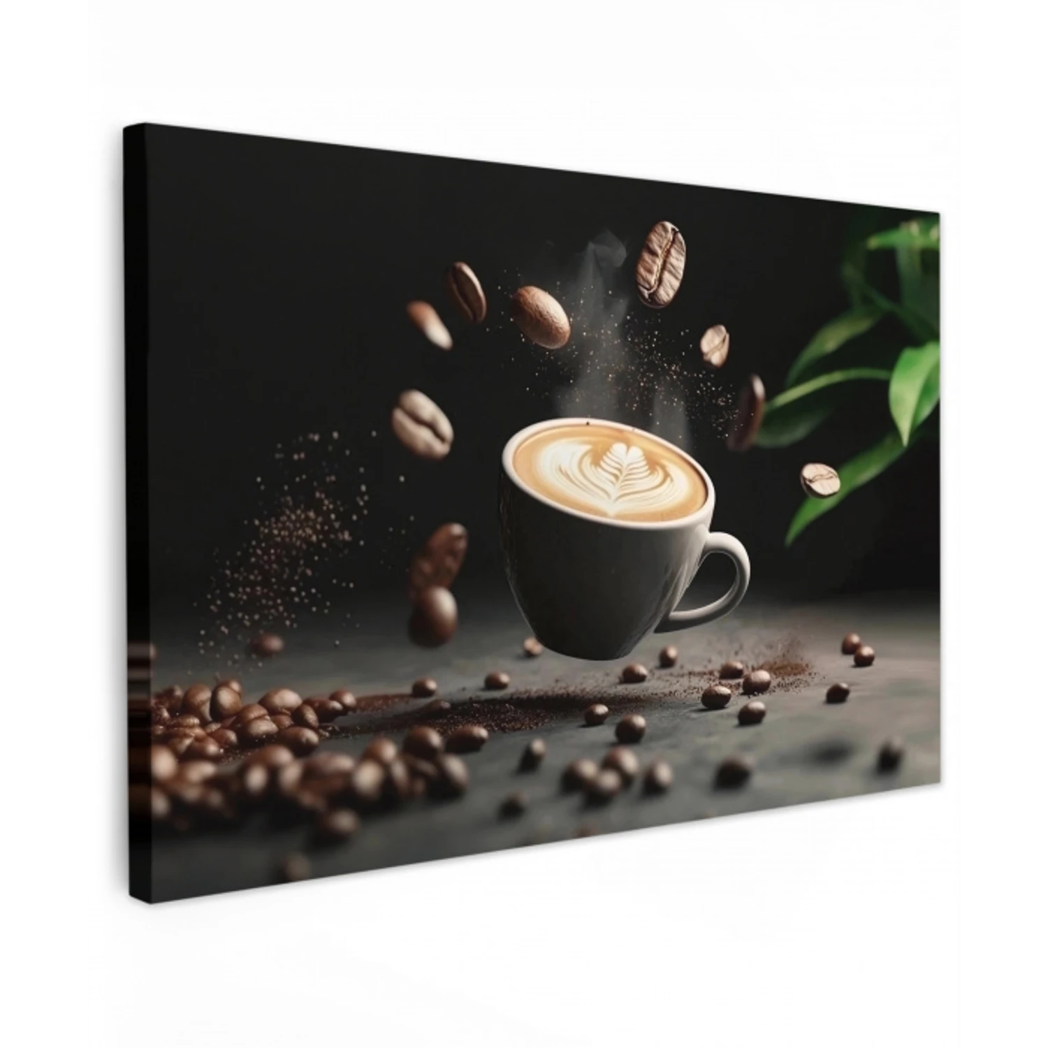 Cappuccino - Kop - Bonen - Bruin Tuinposter op houten frame 2 cm dik klein -3d