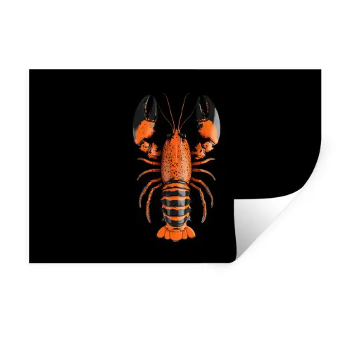 Kreeft - Oranje - Zwart - Modern Muursticker klein -3d