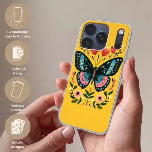 Bloemen - Kleurrijk - Vlinder - Sierlijk Telefoonhoesje iPhone 17 Pro klein -sfeer3_NL