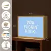 Blauw - Wit - You fuckin rock Light Box met batterij (Wandlamp) middel -USP_websiteoverzichtNL
