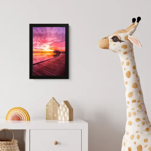 Steiger - Water - Zon - Roze - Horizon fotolijst zwart zonder passe partout klein -usfeer4_kinderkamer