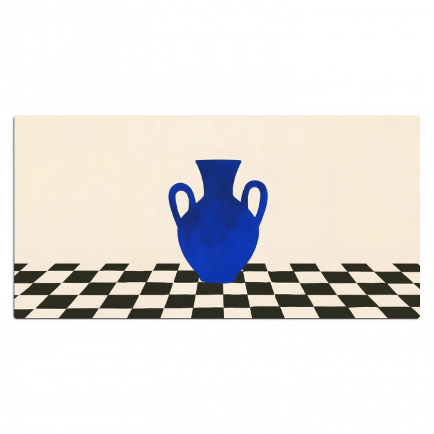 Vaas - Blauw - Geblokt - Modern Muismat XXL klein -3d_leeg