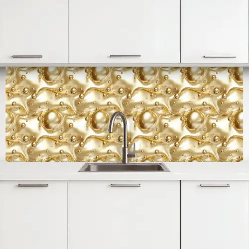Vloeibaar - Druppels - Goud keuken achterwand 2 middel 871 -3d