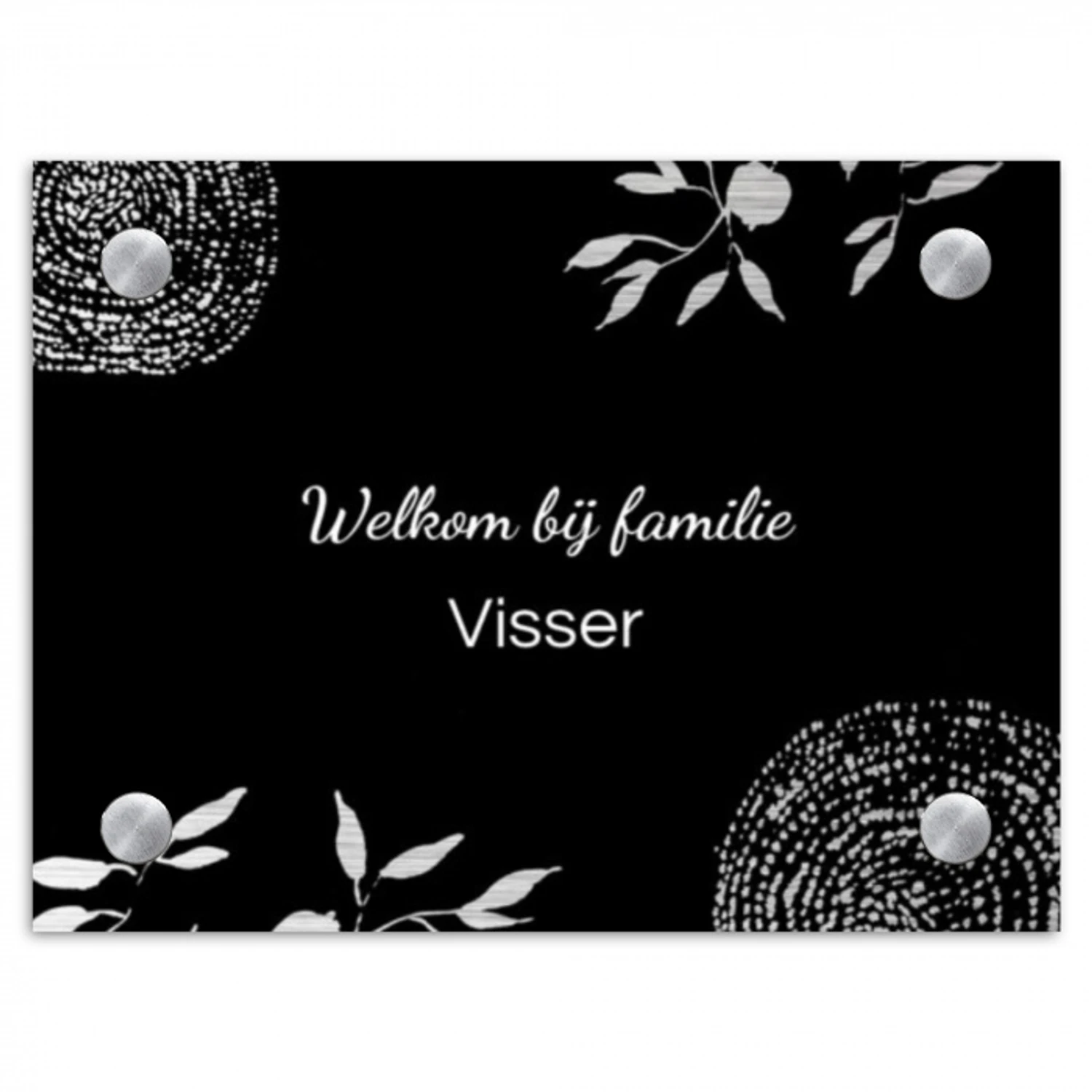 Illustraties - Zwart - Sierlijk Naambord Rechthoek middel -3d