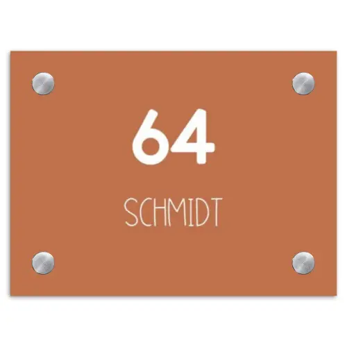 Terracotta - Modern Naambord Rechthoek middel -3d
