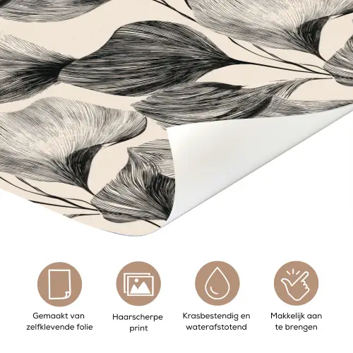 Botanisch - Bladeren - Zwart deurposter klein 289 -closeup_NL