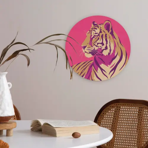 Tijger - Modern - Neon Akoestische PET Vilt - Rond klein -sfeer3