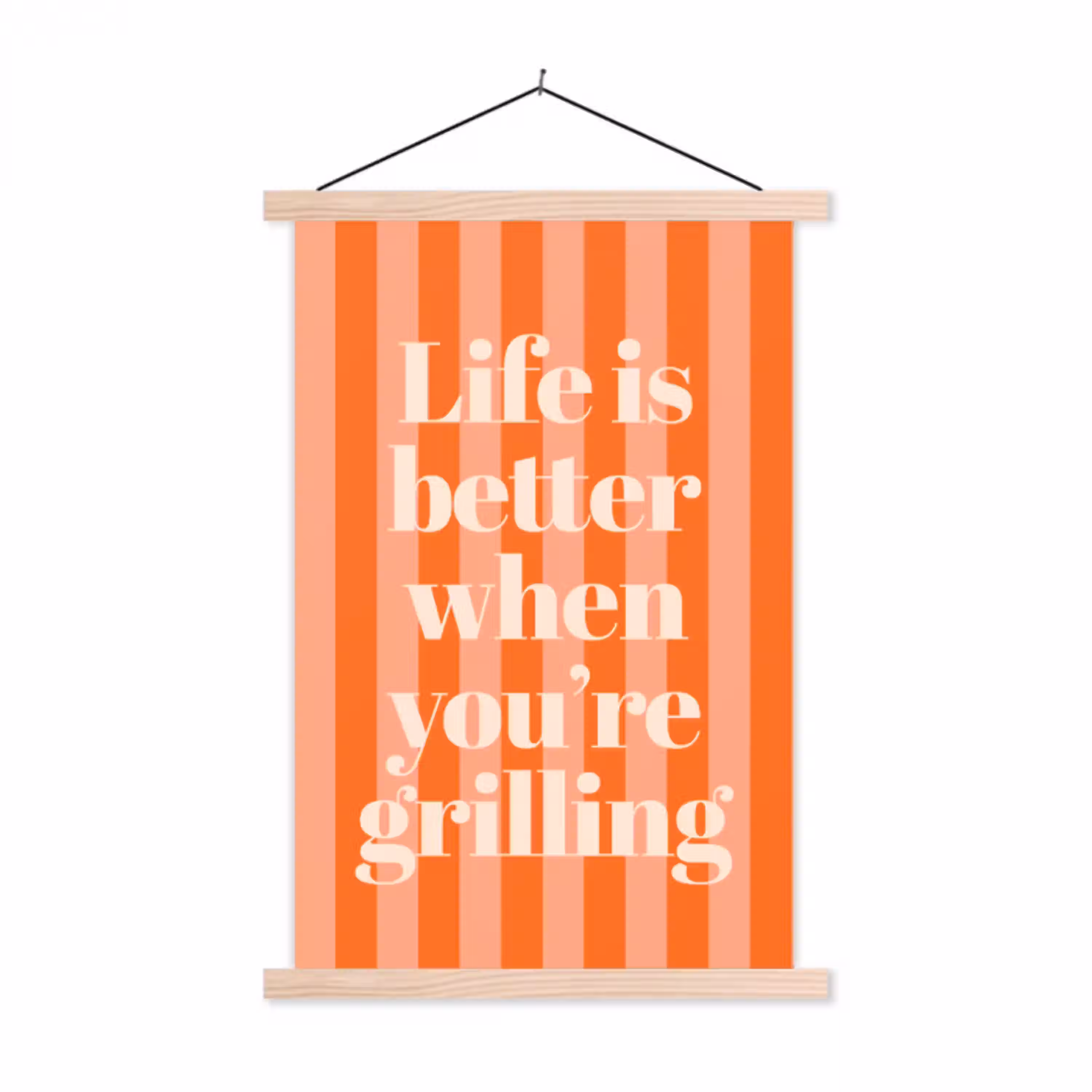 Tekst - Gestreept - Oranje - Zomer textielposter latten blank klein -3d