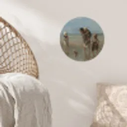 Kinderen der zee - Schilderij van Jozef Israëls Wandcirkel behangsticker klein -sfeer4