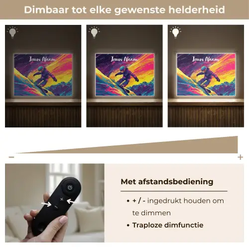 Snowboarden - Sneeuw - Kleurrijk Light Box met batterij (Wandlamp kind) middel -USP_dimbaarNL