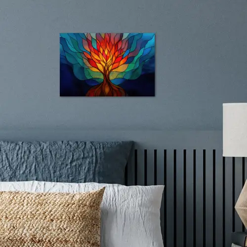 Sierglas - Boom - Rood - Vlakken poster papier klein -sfeer2