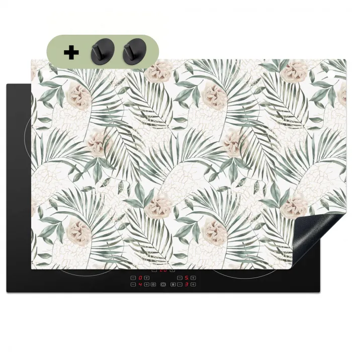 Bohemian - Bloemen - Bladeren - Jungle - Tropical Inductie beschemer met haakjes klein -3d