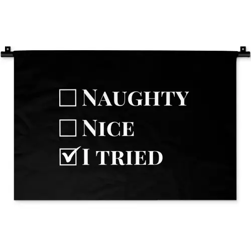 Kerst - Zwart - Wit - Quote - Grappig Wandkleed katoen klein -zz3d