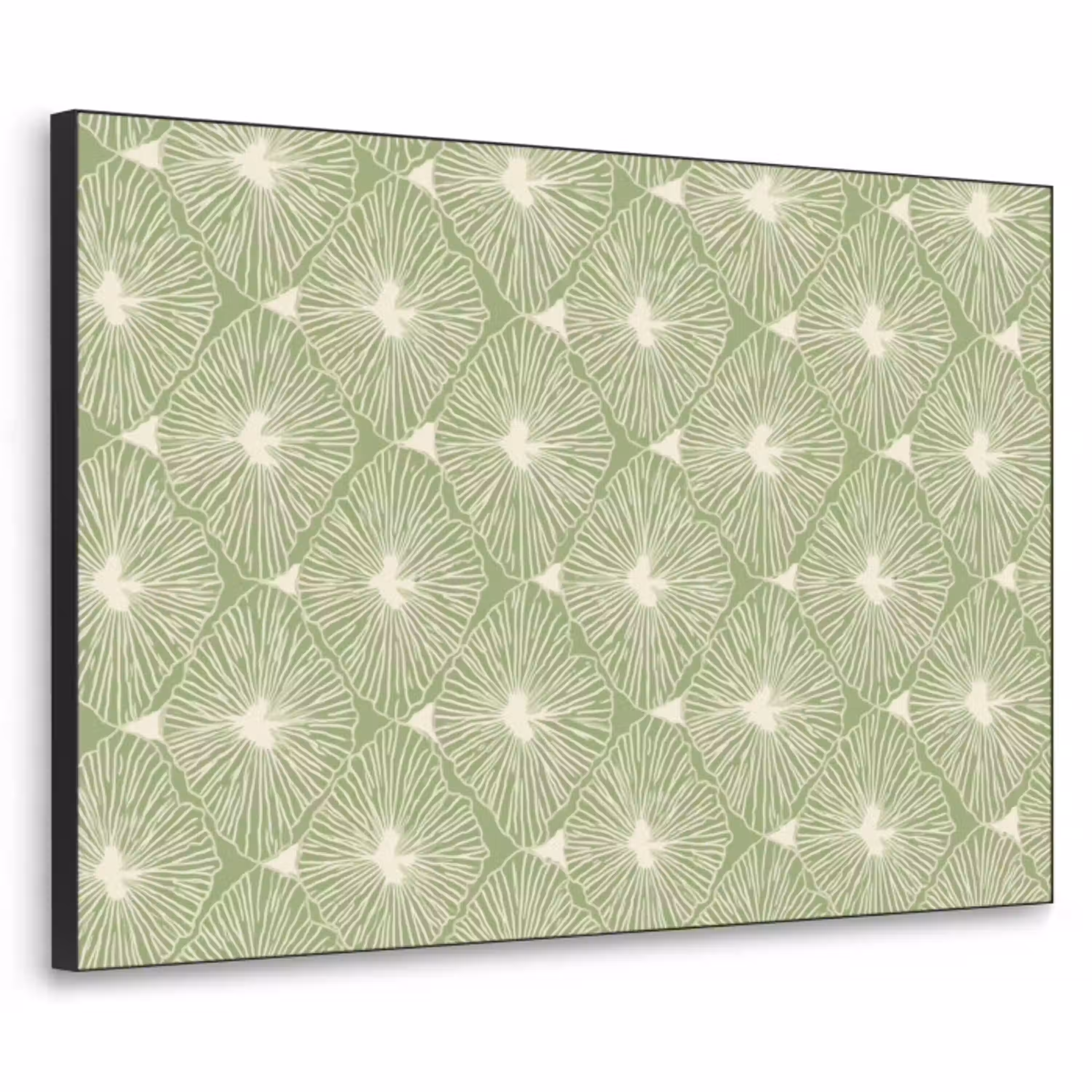 Saliegroen - Botanisch - Ruiten - Organisch - Patroon Textielframe zwart klein 947 -3d