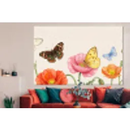 Vlinders - Klaprozen - Illustratie - Kleurrijk forex 5mm xxl -woonkamer