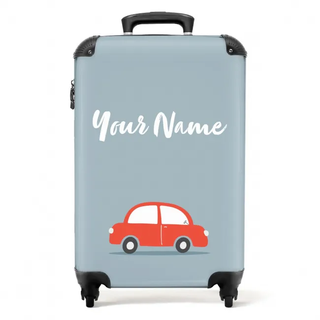Rode auto blauwe achtergrond NBS - Handbagage koffer - Kinderen Unisex middel -productfoto_recht