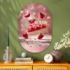 Aardbei - Taart- Eten - Roze Wandcirkel Ovaal Glas middel -sfeer2