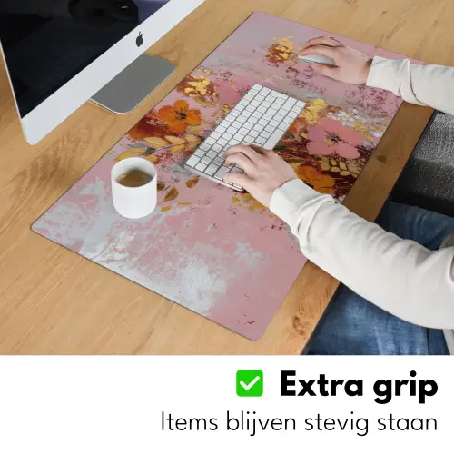 Schilderij - Bloemen - Rustiek - Roze Muismat XXL klein -sfeer3