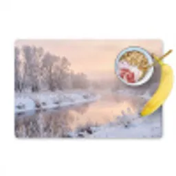 Rivier - Winter - Landschap - Sneeuw - Zonsopgang Placemat vinyl groot -zzzproduct_Kitchenyeah-website