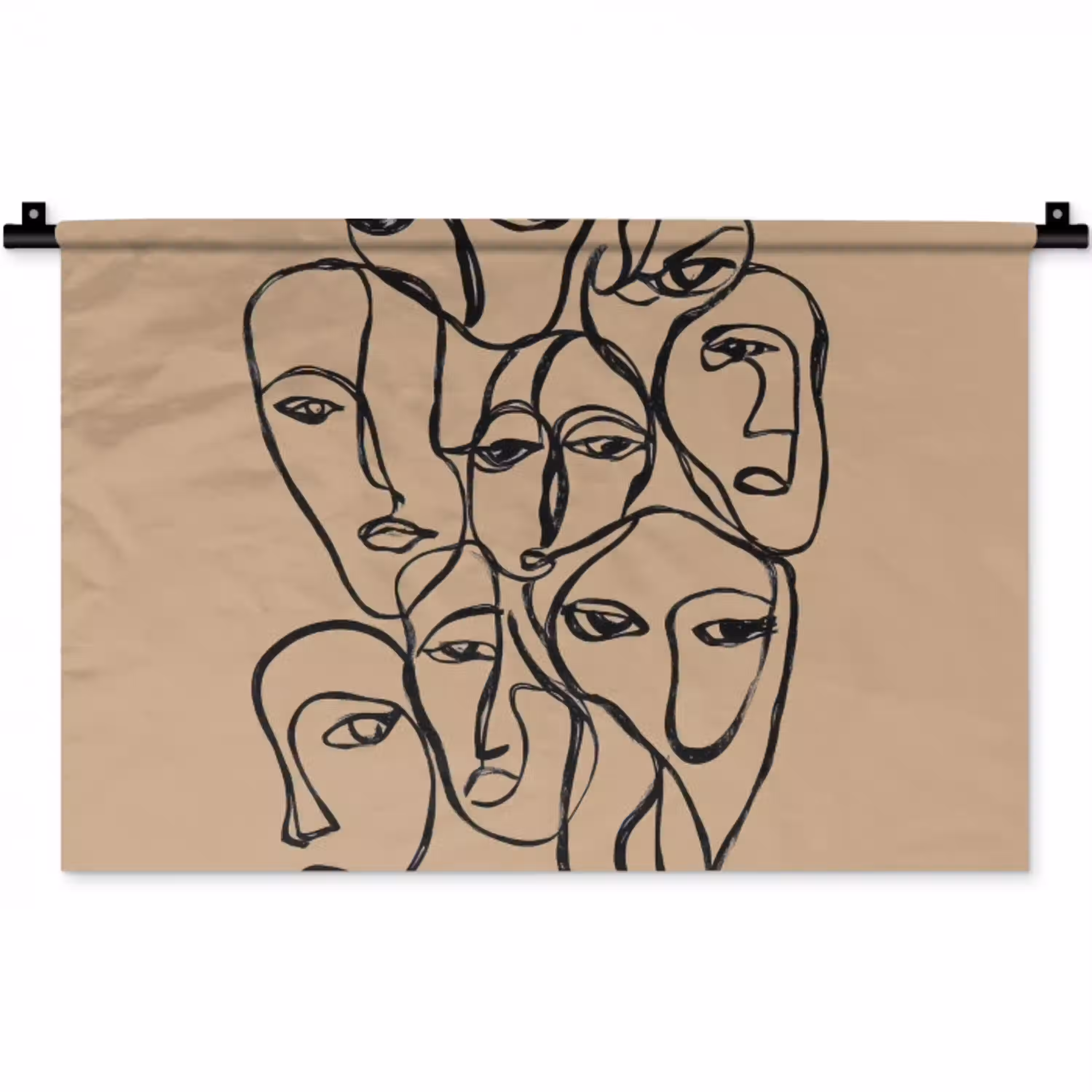 Gezichtenzee - Lijntekening - Abstract Wandkleed katoen klein -zz3d