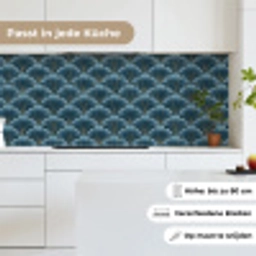Patroon - Ginkgoblad - Blauw keuken achterwand 2 middel 871 -sfeer4_DE
