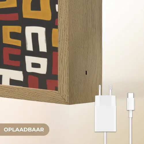 Abstract - Patroon - Rood Light Box met batterij (Wandlamp) middel -USP_websiteoplaadbaarNL