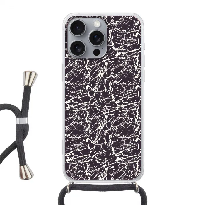 Spat - Waterverf - Wit Hoesje iPhone 16 Pro Max met koord klein 804 -3d