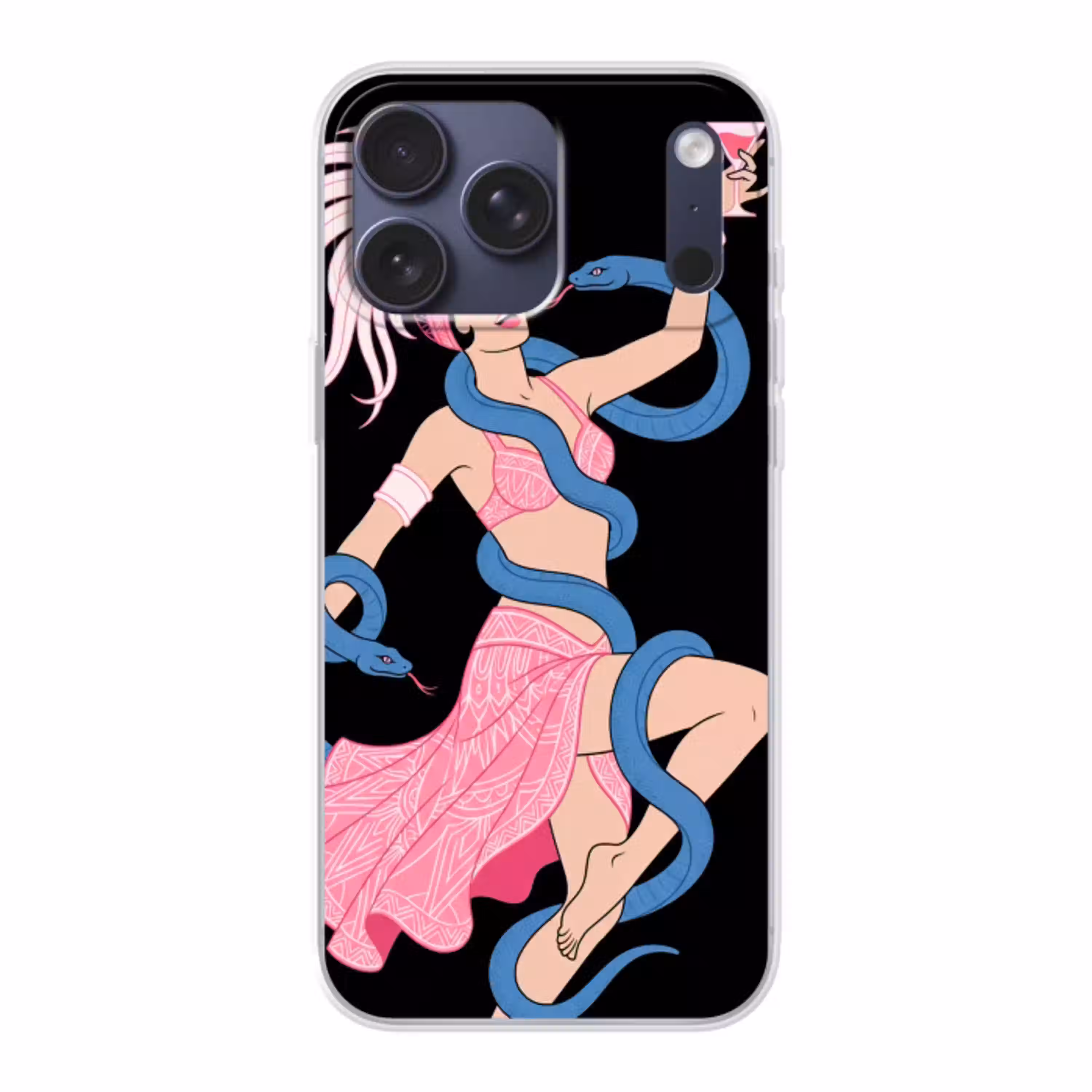 Vrouw - Danseres - Slangen - Art Deco - Roze Telefoonhoesje iPhone 17 Pro Max klein -3d