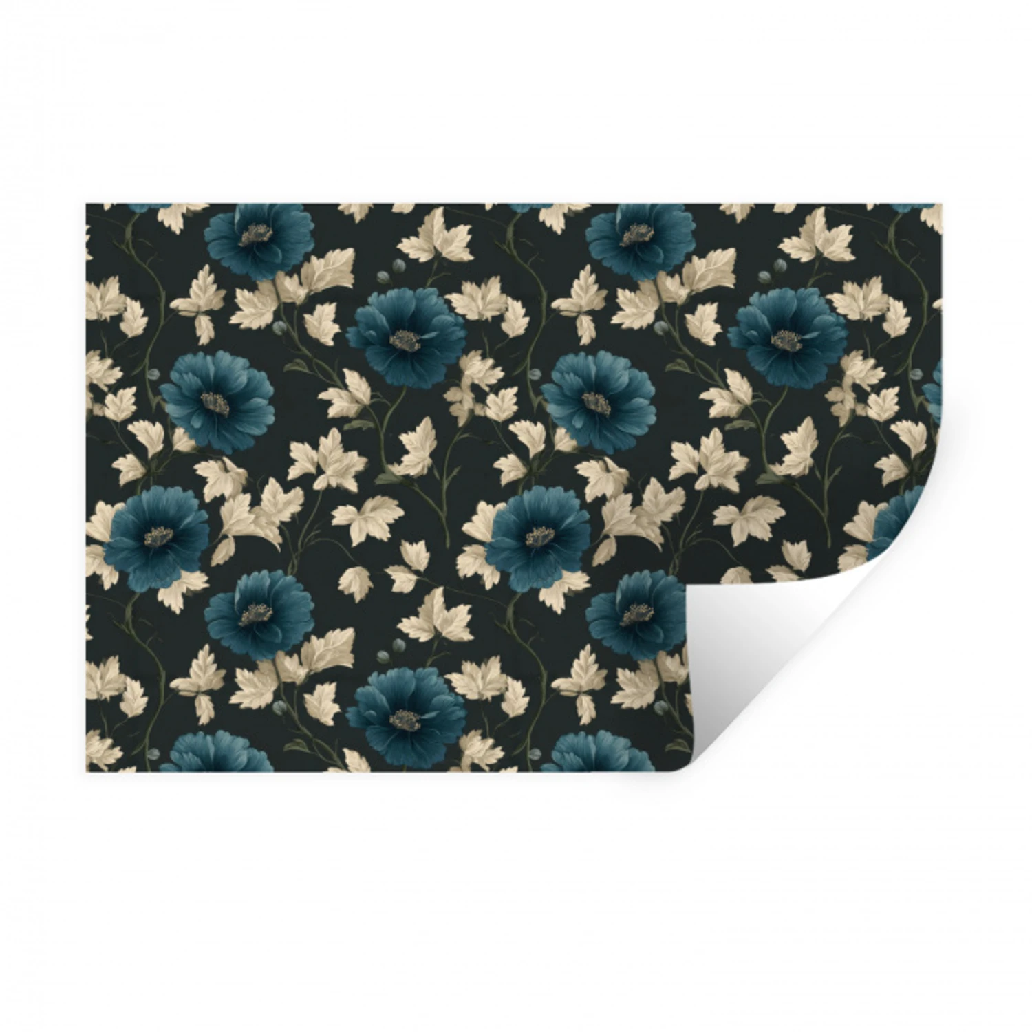 Botanisch - Bloemen - Blauw Muursticker klein 286 -3d