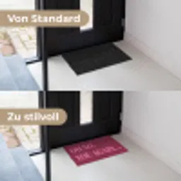 Quote - Bordeauxrood Deurmat klein -voor-na_DE
