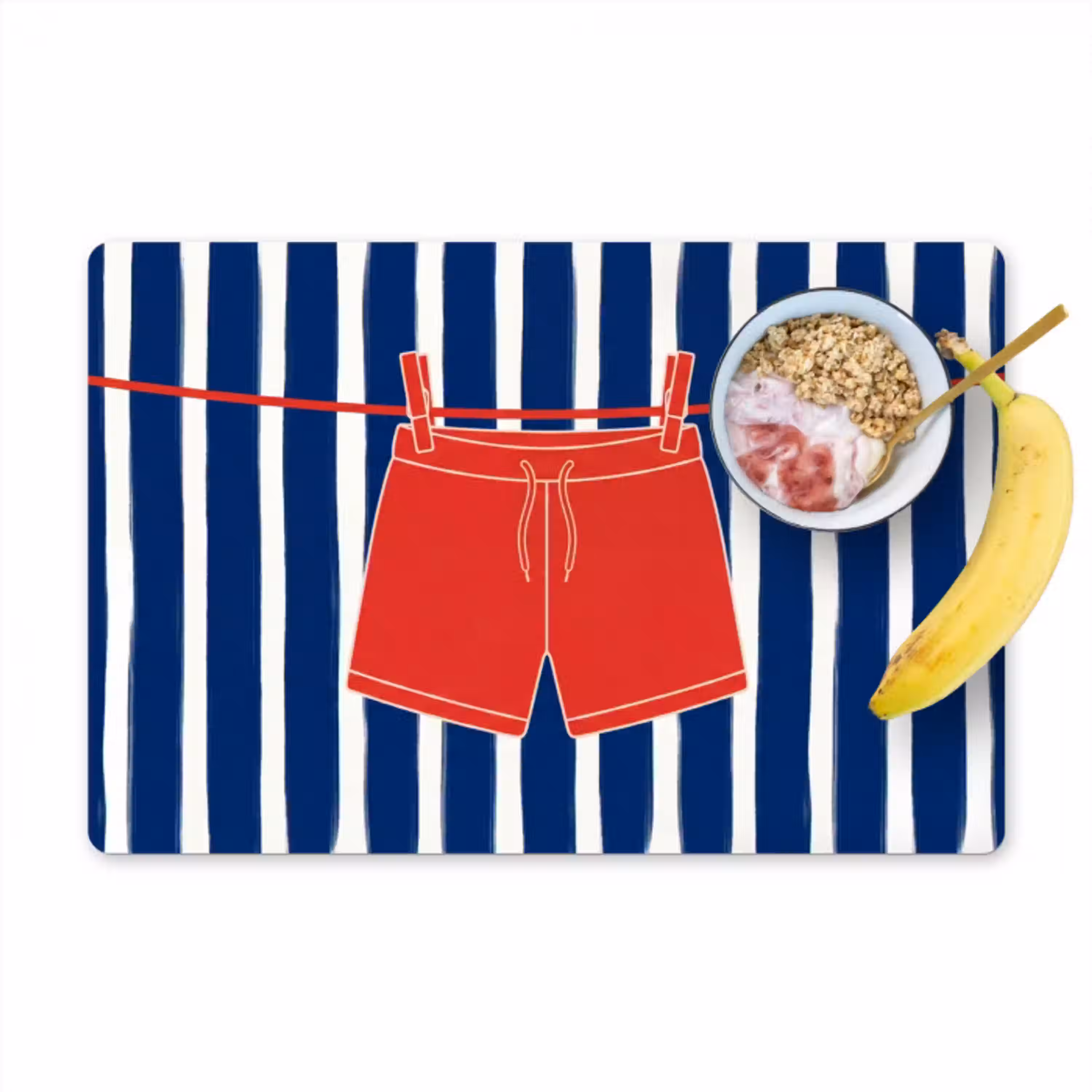 Shorts - Waslijn - Zomer - Illustratie - Rood Placemat vinyl groot -zzzproduct_Kitchenyeah-website