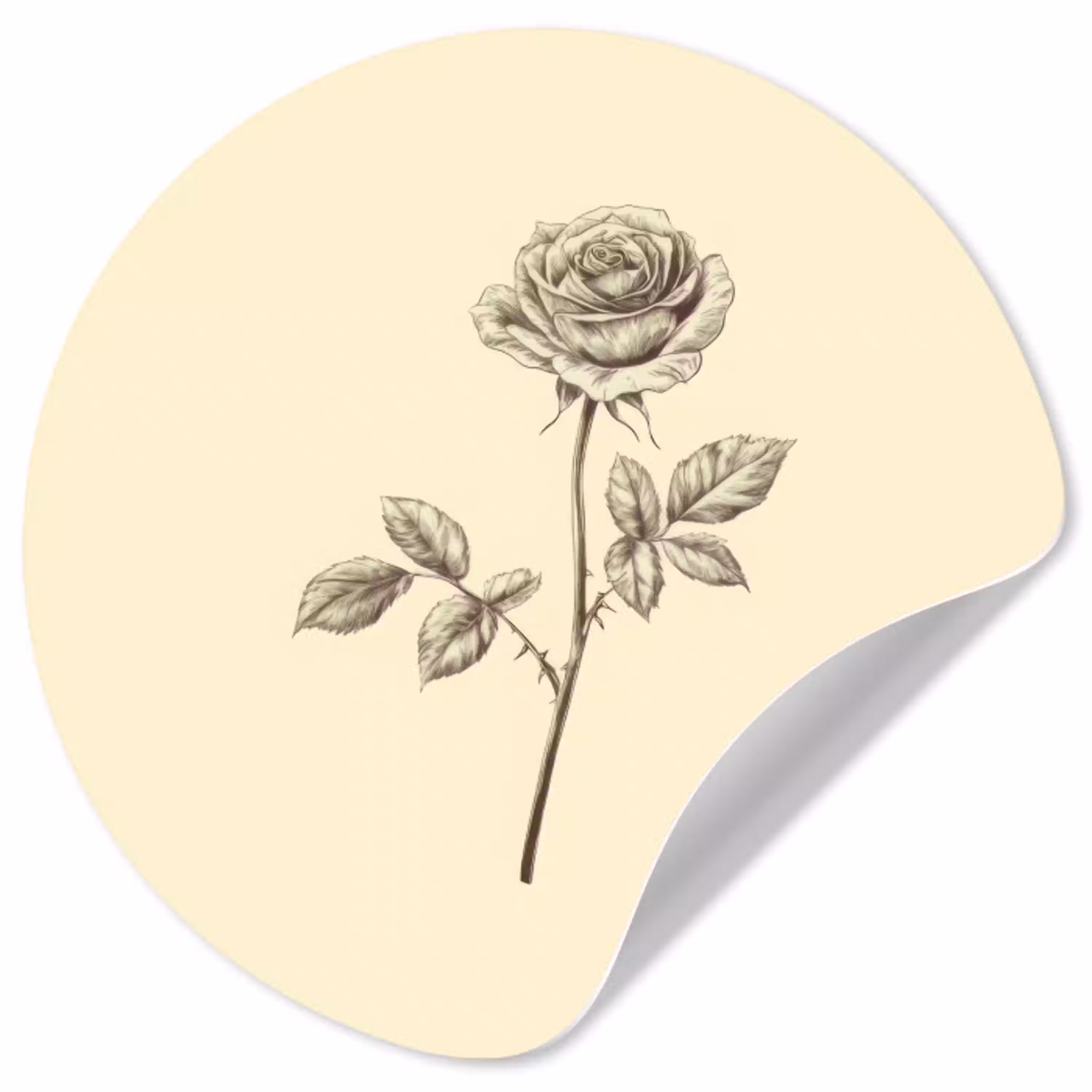 Illustratie - Zwart - Roos Wandcirkel behangsticker klein -3d