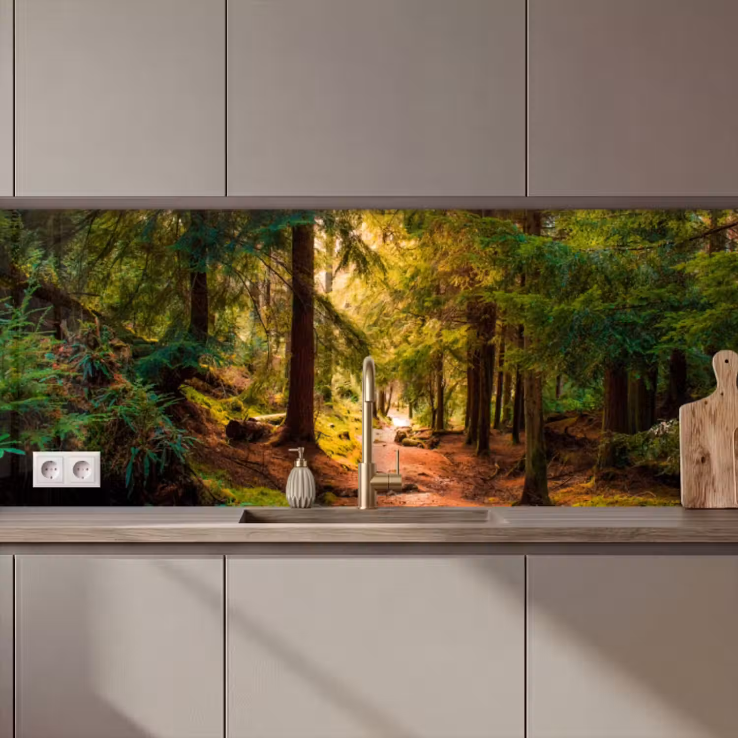 Küchenrückwand - Wald - Weg - Bäume - Grün - Sonne - Natur