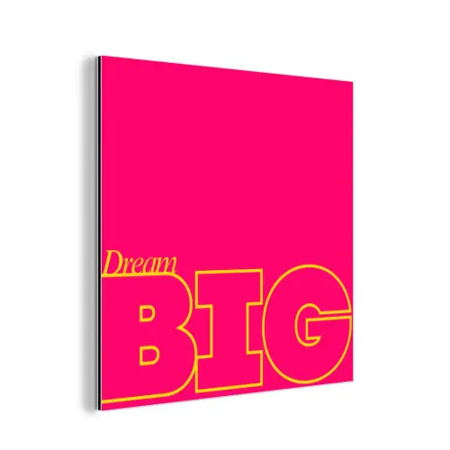Minimalistisch - Roze - Dream big - Grafisch aluminium wit klein -3d