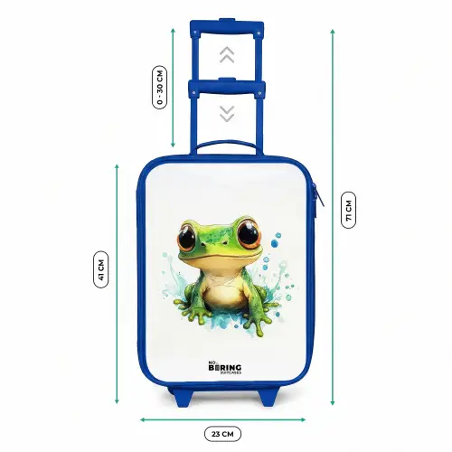 Groene kikker met grote ogen op witte achtergrond Kinderkoffer - Blauw klein -productfoto_formaten