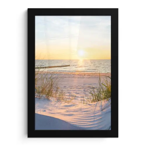 Strand - Zon - Duin - Gras - Zand - Horizon fotolijst zwart zonder passe partout klein -3d