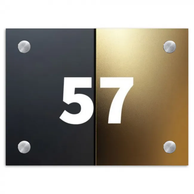 Half goud zwart - Traditioneel Naambord Rechthoek middel -3d