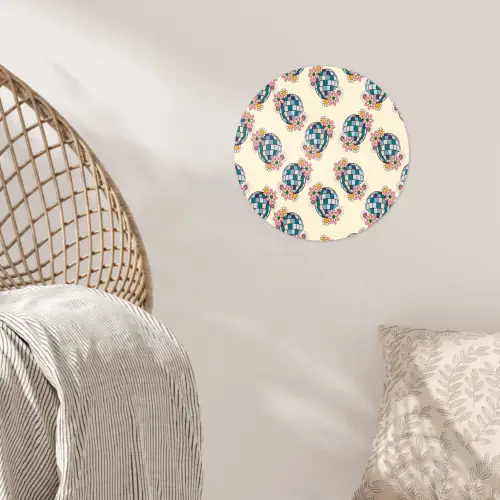 Retro - Disco - Bloemen - Discobal Wandcirkel behangsticker klein 186 -sfeer4