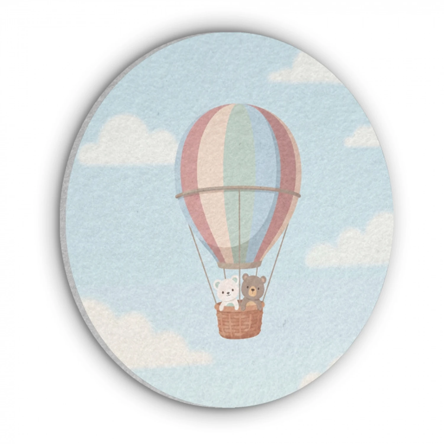 Luchtballon - Beren - Pastel Akoestische PET Vilt - Rond klein -3d