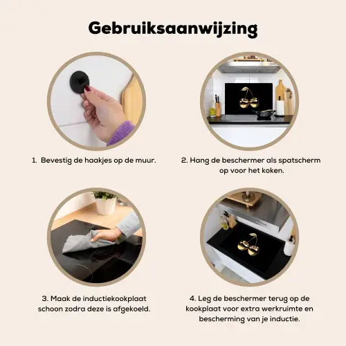 Kersen - Zwart - Goud - Chrome Inductie beschemer met haakjes klein -ky-gebruik-nl