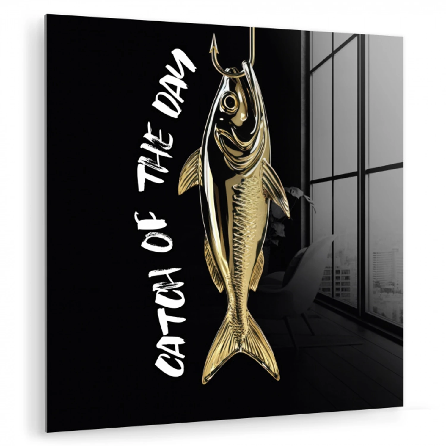 Vis - Zwart - Goud - Tekst plexiglas 5mm klein -zzzproduct_nieuw