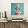 Roodborstje - Vogel - Koksmuts - Sokkel aluminium wit klein -sfeer1