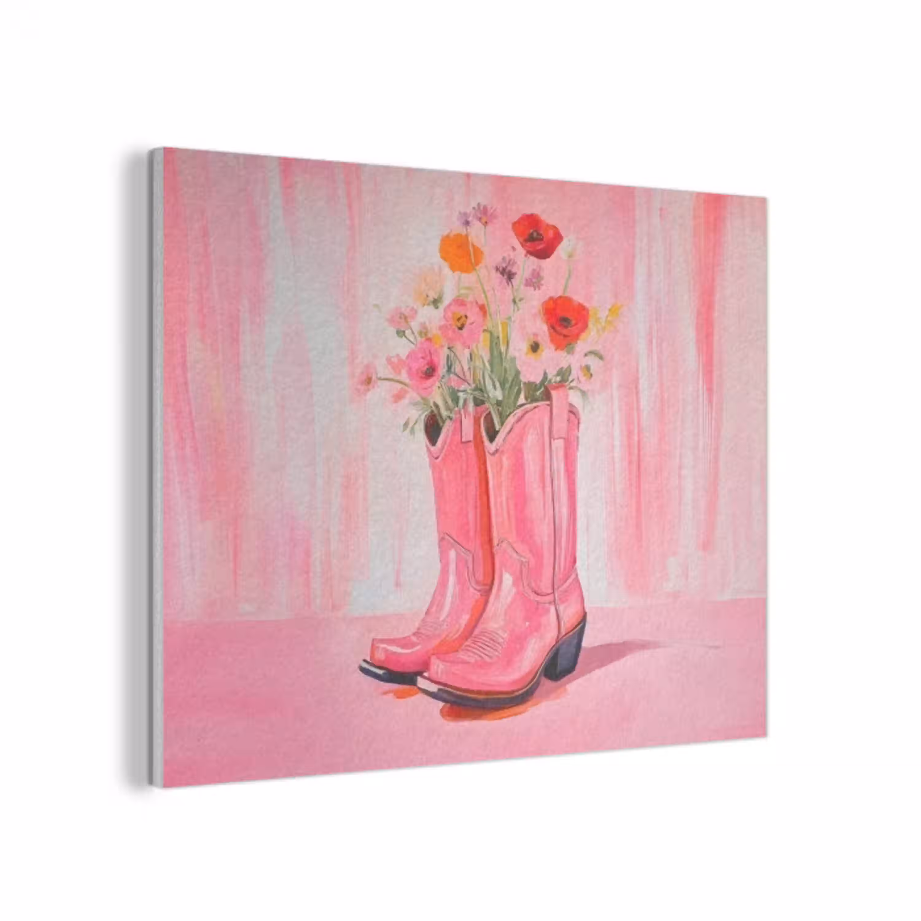 Roze - Bloemen - Cowboy PET vilt klein -3d