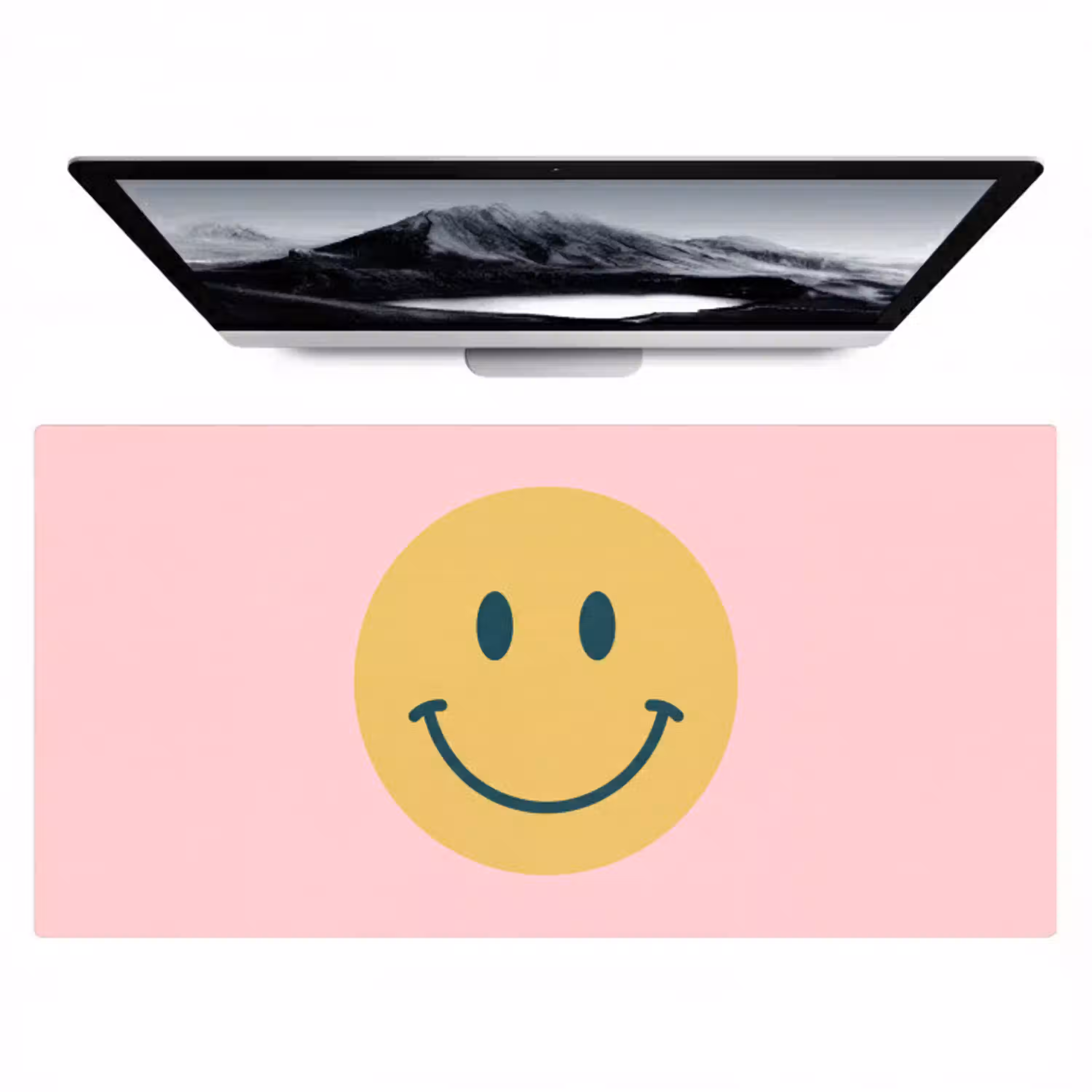 Smiley - Geel - Roze - Symbool - Minimalistisch Muismat XXL klein -zzz3d
