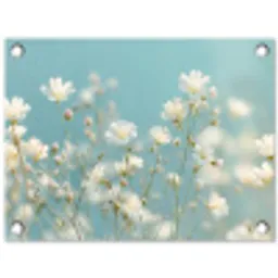 Stengels - Bloemen - Lucht - Wit tuinposter los doek klein -3d