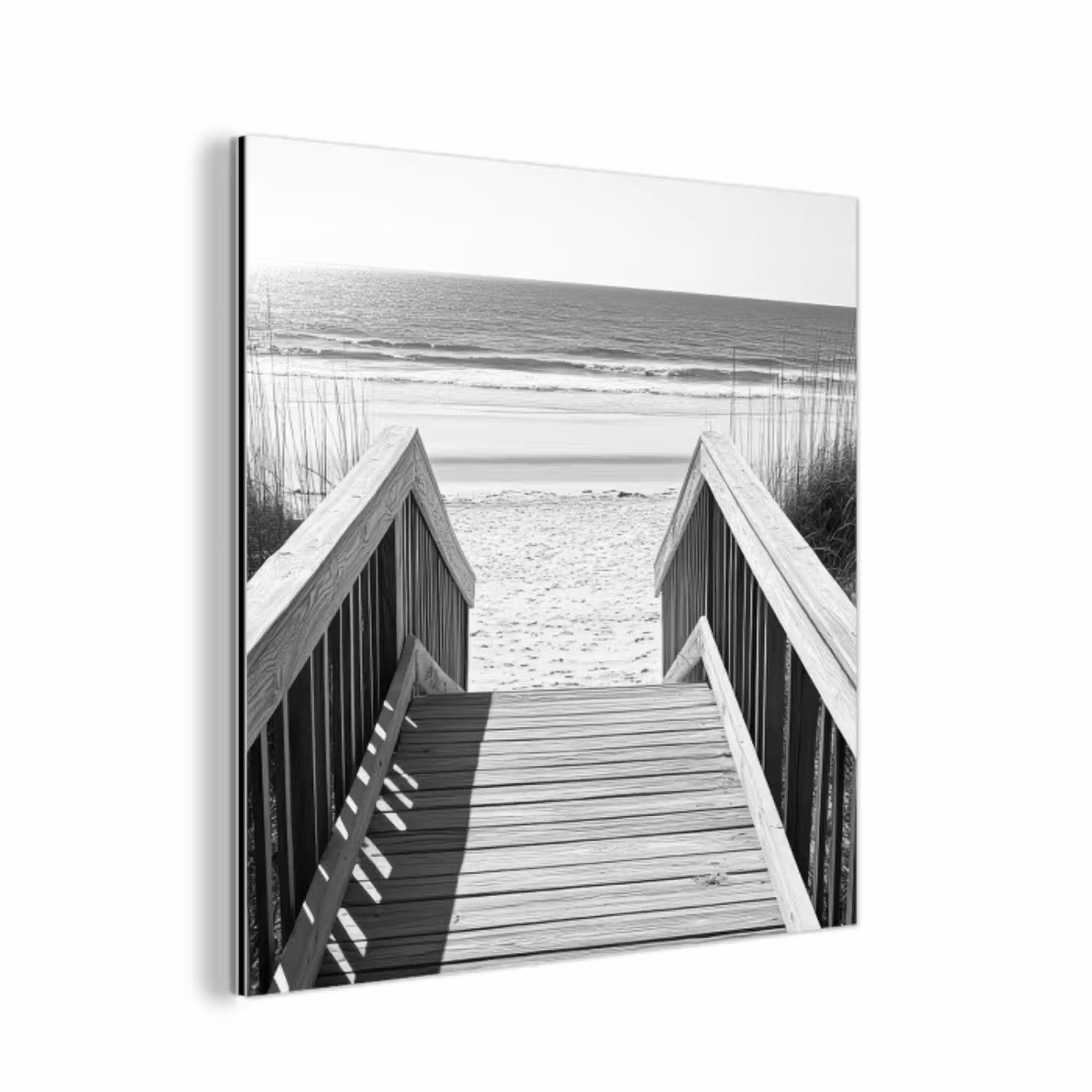 Loopbrug - Hout - Strand - Zee aluminium wit klein -3d
