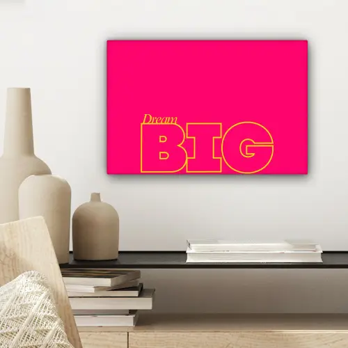Minimalistisch - Roze - Dream big - Grafisch canvas 2cm klein -sfeer6